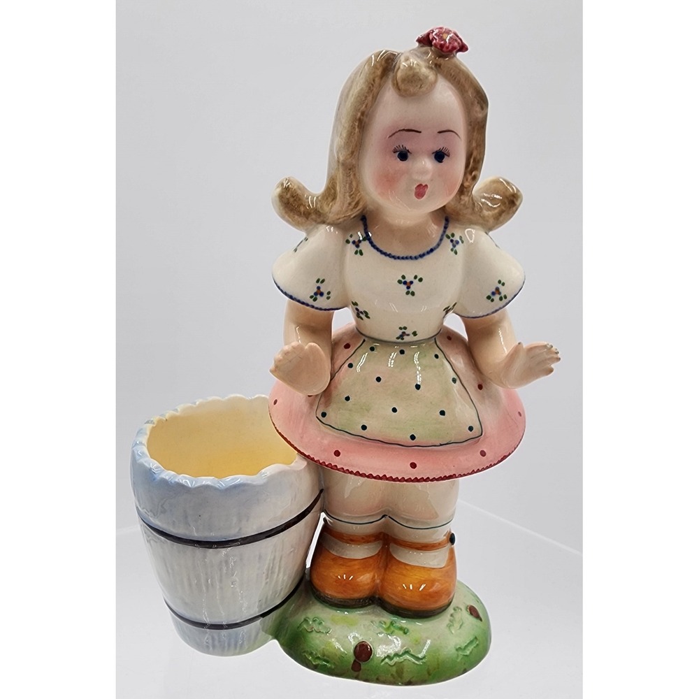 Paul's Italy Ceramic Girl with Bucket Planter Figurine Vintage Tarcisio Tosin